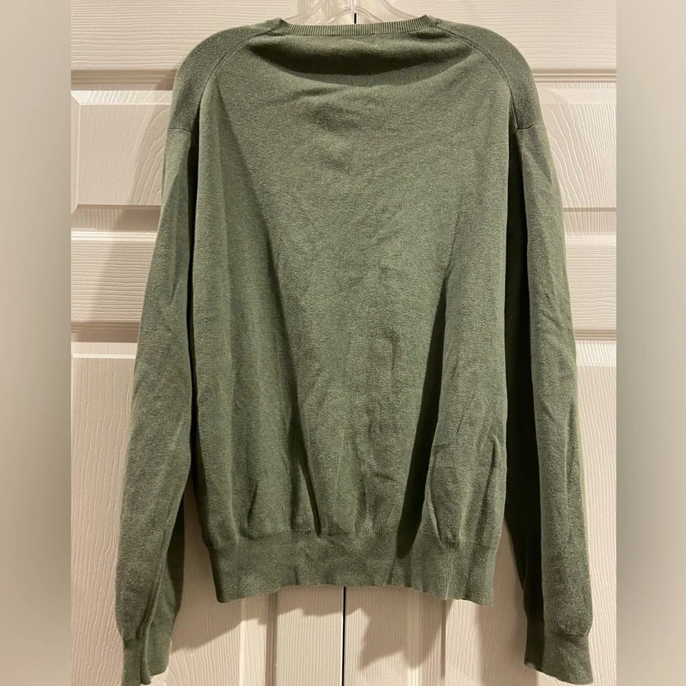 Polo Ralph Lauren Sweater Army Green V Neck Pima Cotton Men’s Size Large